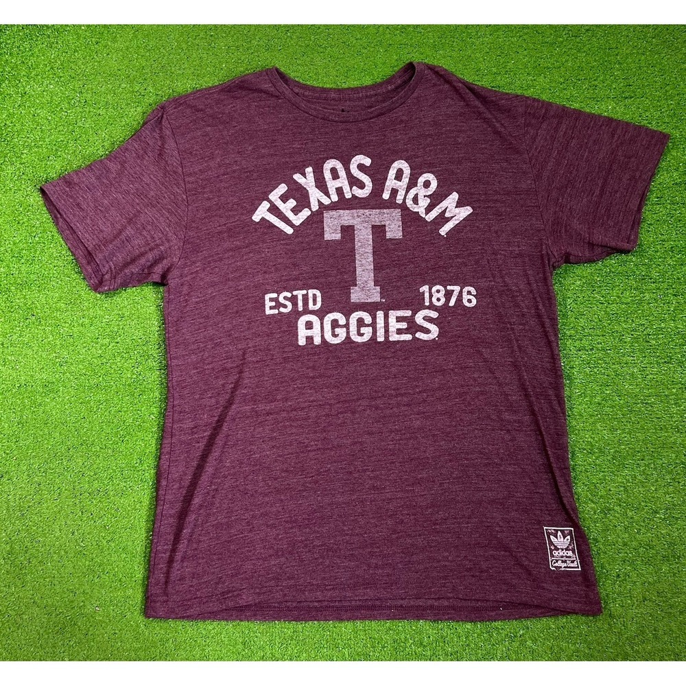 Retro Texas A&M Shirt LG Adidas Aggie Football Throwback Gameday Shirt Block T